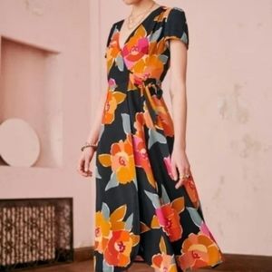 Sezane Amber Wrap Dress in Flower Ink